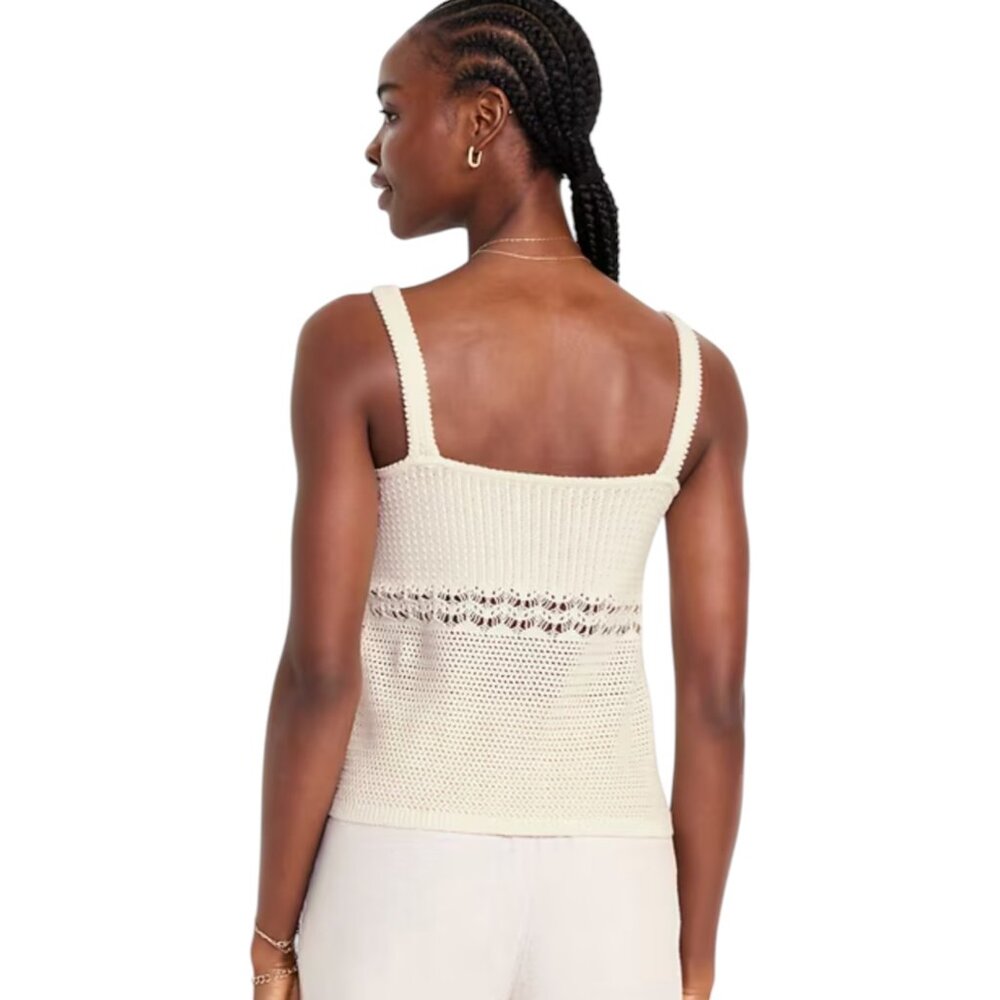 Old Navy Women’s Cream Sweater-Knit Tank Top, Size Small, 100% Cotton, Soft! - Picture 6 of 7